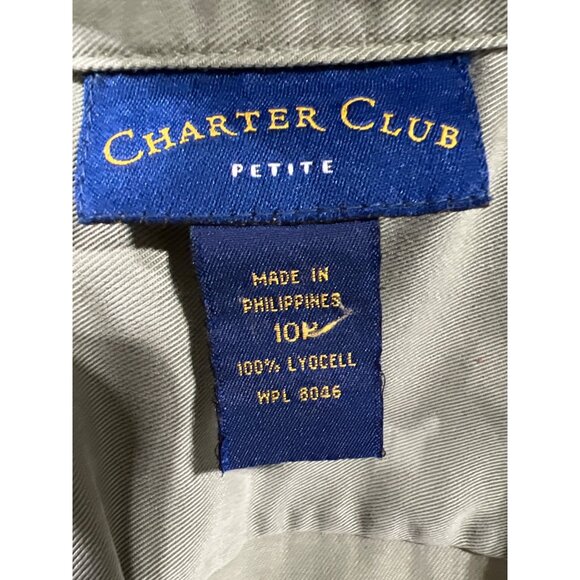 Charter Club Petite Long Button Down Dress Muted Sage Green 100% Lyocell - Picture 8 of 8